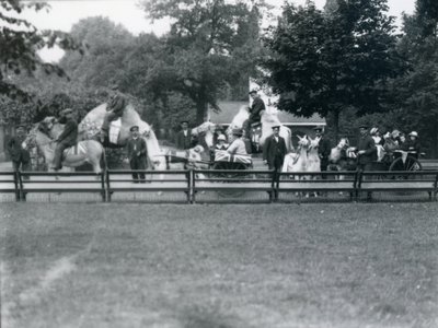 Riding animals bedecked for the Peace Day celebrations, 19th July 1919 by Frederick William Bond